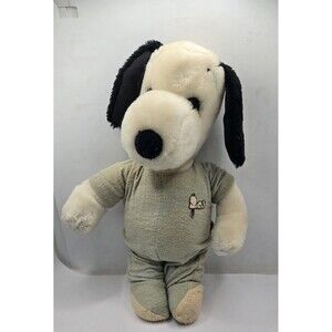 Vintage 1968 Snoopy Plush United Feature Syndicate 18” W/ Collar & Blue Pajamas